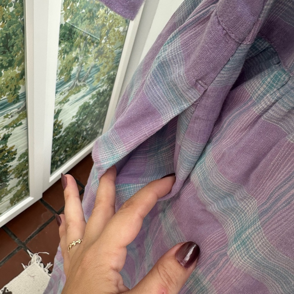 Japanese Brand Samansa Mos2 Plaid Linen Oversized Dress Sz Medium - Picture 6 of 10